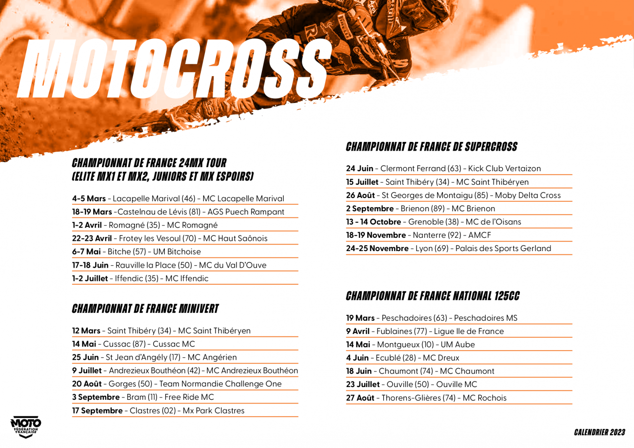 Calendrier FFM 2023 | FFMoto